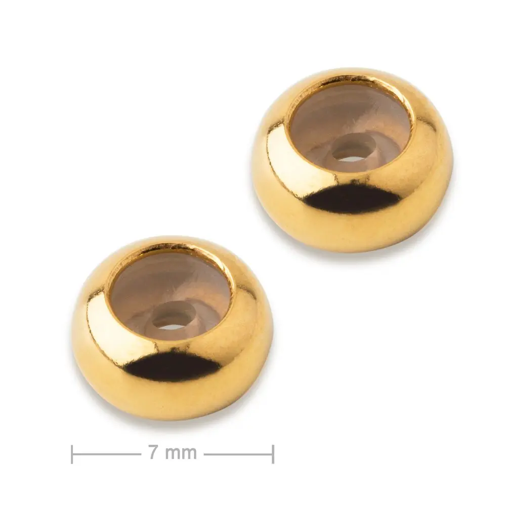 Stříbrný stopper se silikonem 7 x 1,5 mm pozlacený 24K zlatem -
