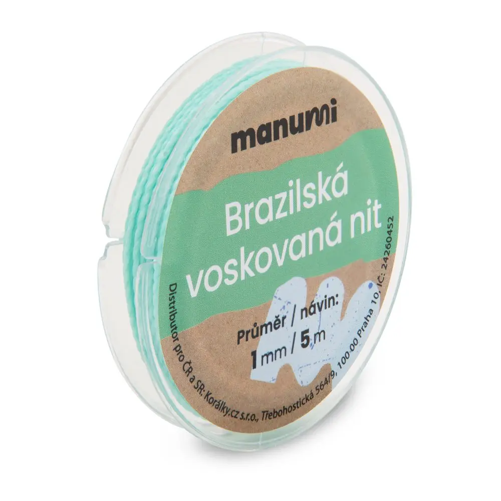 Manumi Brazilská voskovaná nit 1 mm/5m tyrkysová - 1 ks