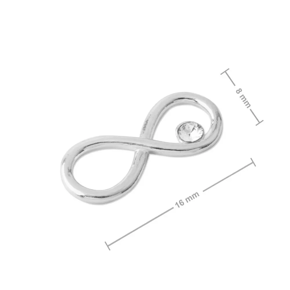 Stříbrný spojovací díl nekonečno s kamínkem SWAROVSKI 16 mm - 5 ks