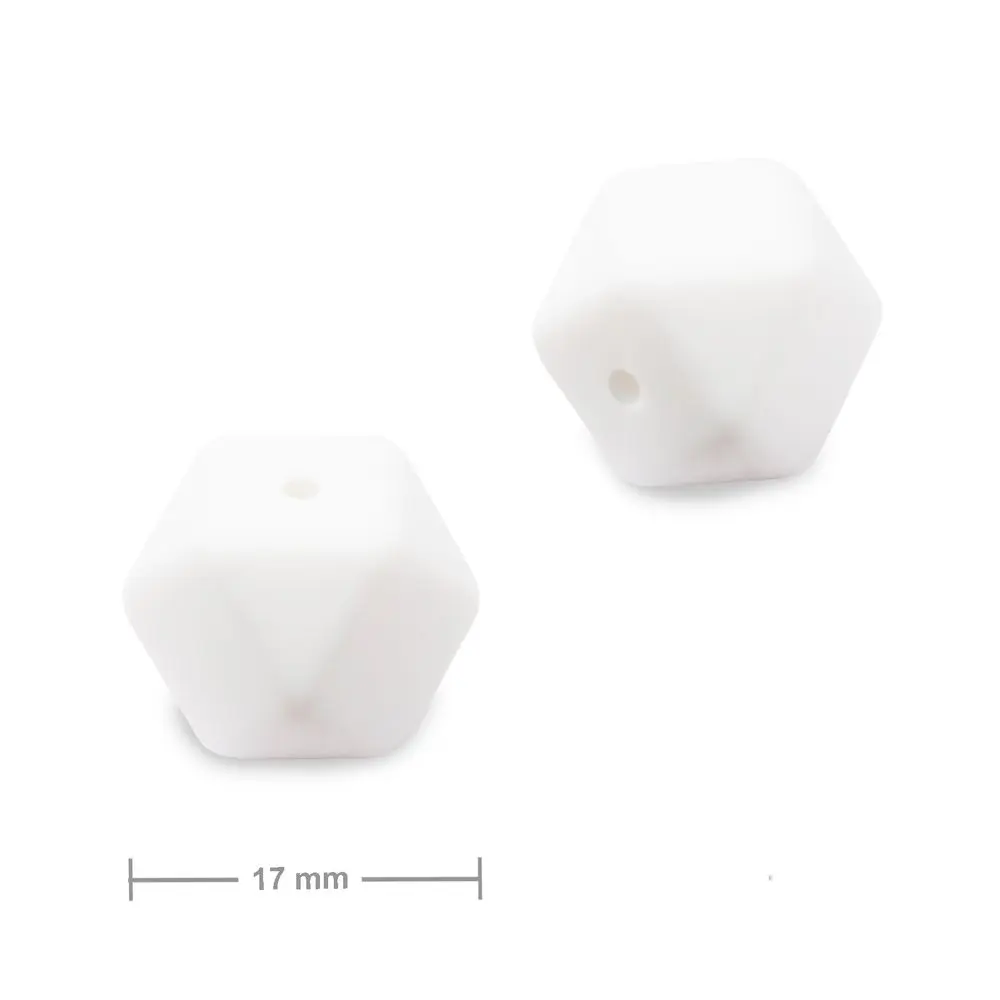 Silikonové korálky hexagon 17 mm Snow White - 2 ks