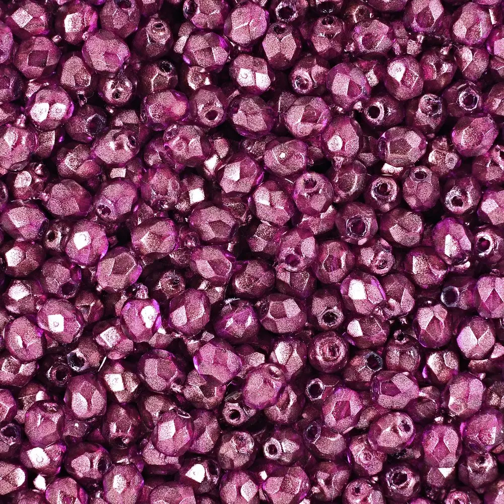 Manumi české broušené korálky 3 mm Halo Madder Rose -