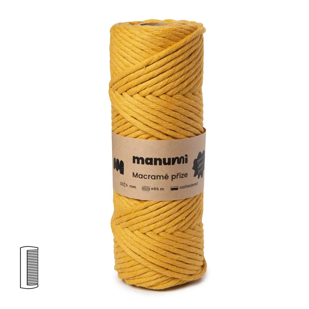 Manumi Macramé příze stáčená 5mm hořčicová - 1 ks