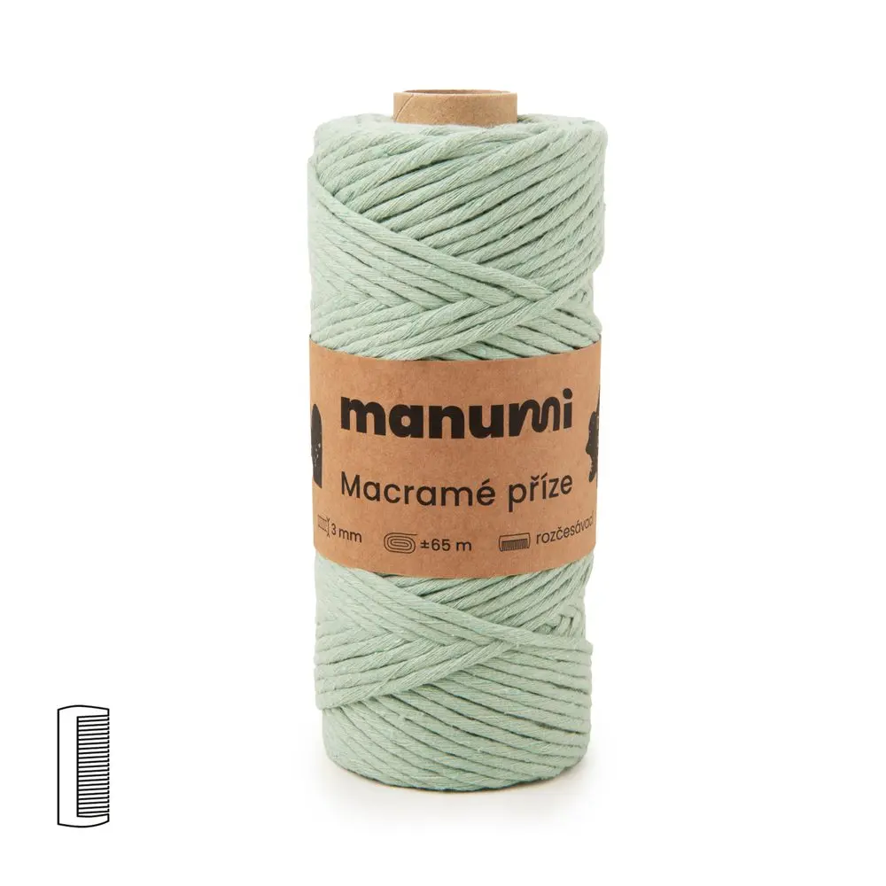 Manumi Macramé příze stáčená 3mm Eukalyptus - 1 ks