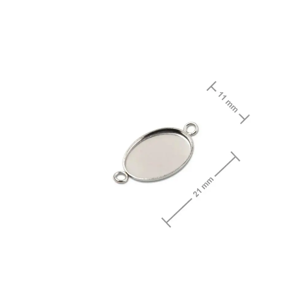 Bižuterní lůžko na spojovací díl oválné 14 x 10 mm z chirurgické oceli - 3 ks