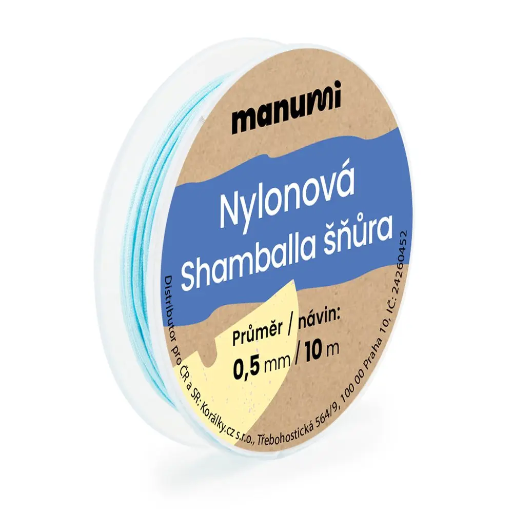 Manumi Nylonová šňůrka na Shamballa náramky 0,5 mm/10m světle modrá č. 7 - 5 ks