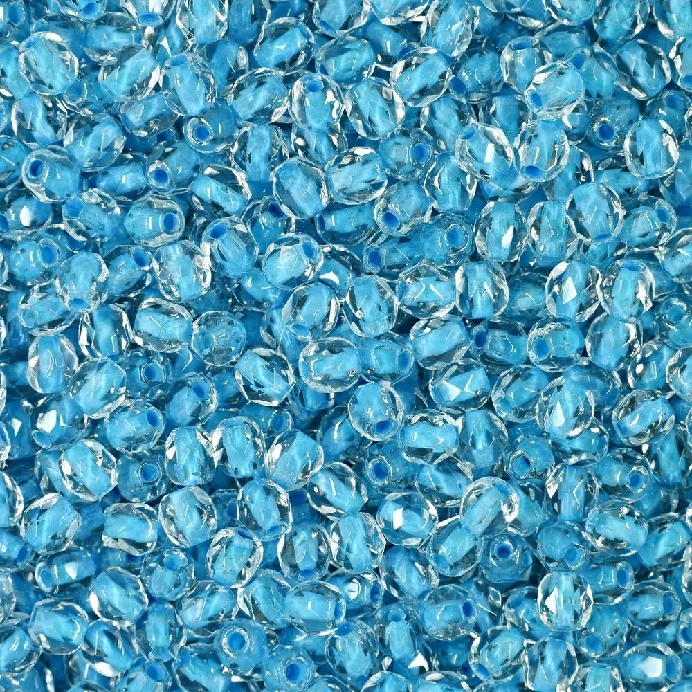 Manumi české broušené korálky 3 mm Crystal Aqua Lined - 300 ks