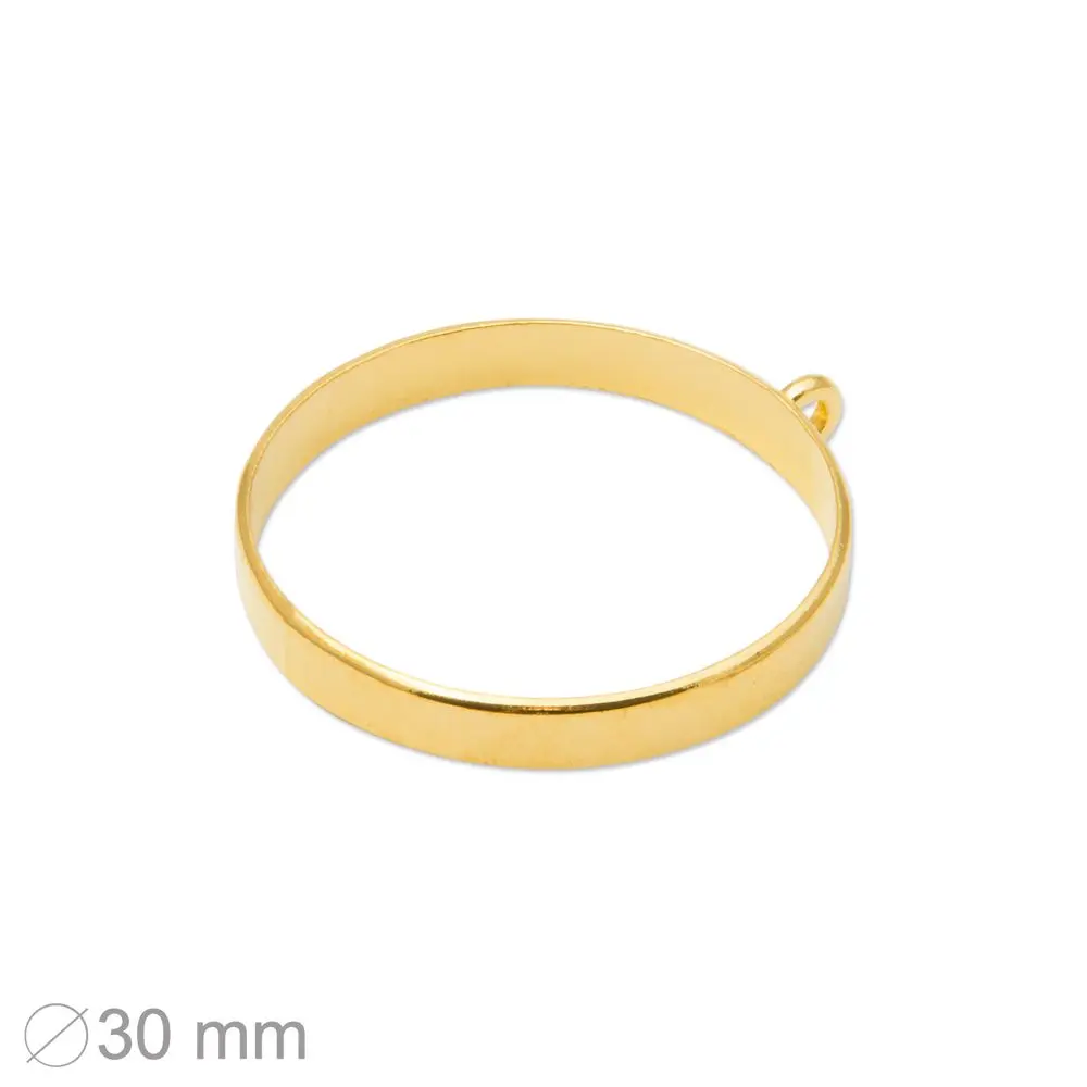Rámeček na odlévání křišťálové pryskyřice kruh 38x35 mm v barvě zlata - 1 ks