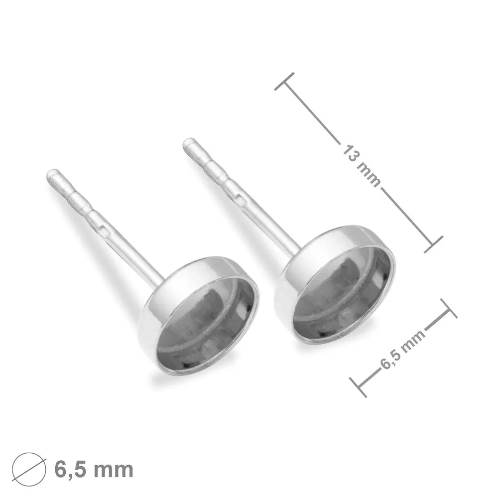 Stříbrné náušnicové puzety s lůžky 6 mm -