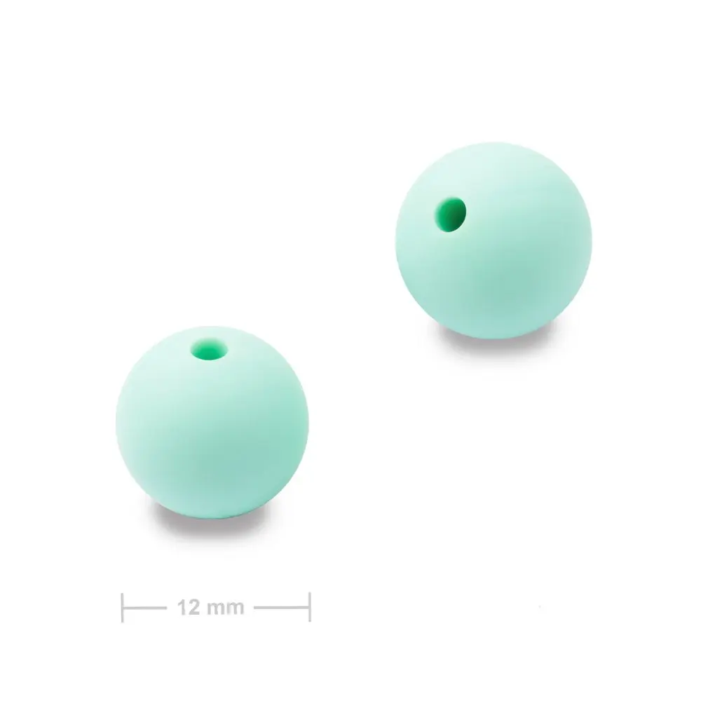 Silikonové kulaté korálky 12 mm Mint Green - 4 ks