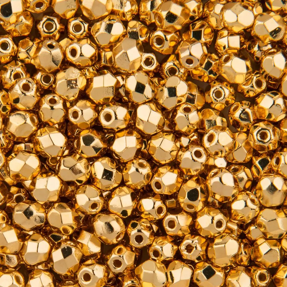Manumi české broušené korálky 4 mm 24K Gold Plate -