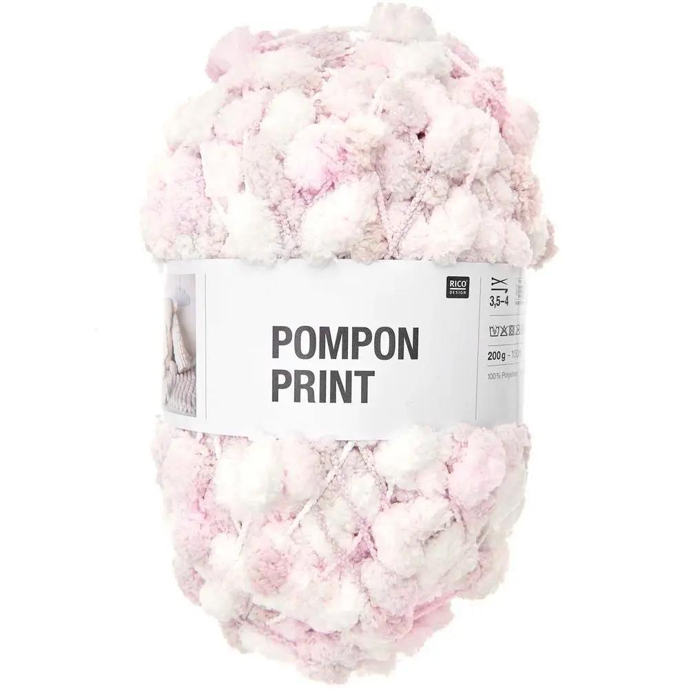 Rico design háčkovací bambulková příze POMPON Print růžovo-bílá -