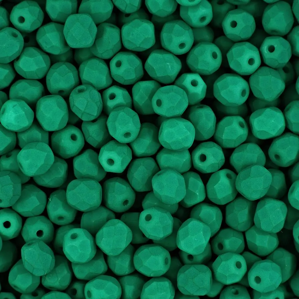 Manumi české broušené korálky 4 mm Neon Dark Emerald -