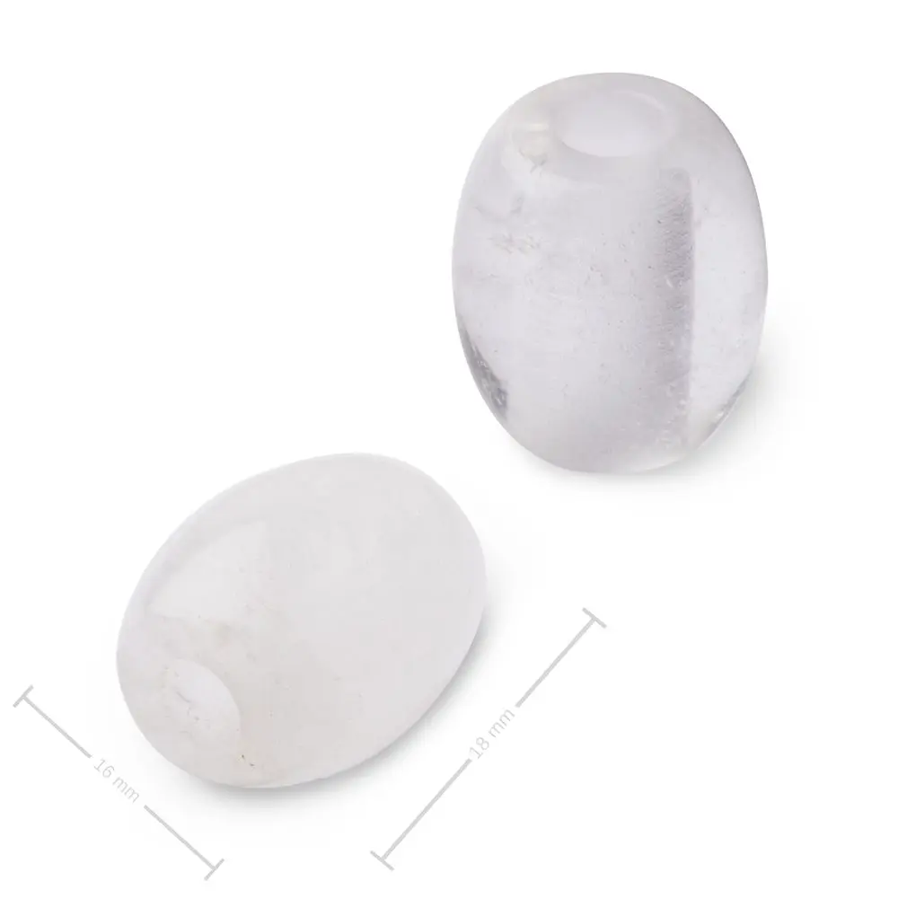 Korálek soudek z minerálu Křišťál s velkým průtahem pro Macramé 18x16 mm - 5 ks