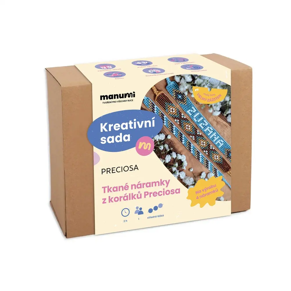 Manumi kreativní sada na výrobu tkaných náramků z korálků Preciosa - 1 ks