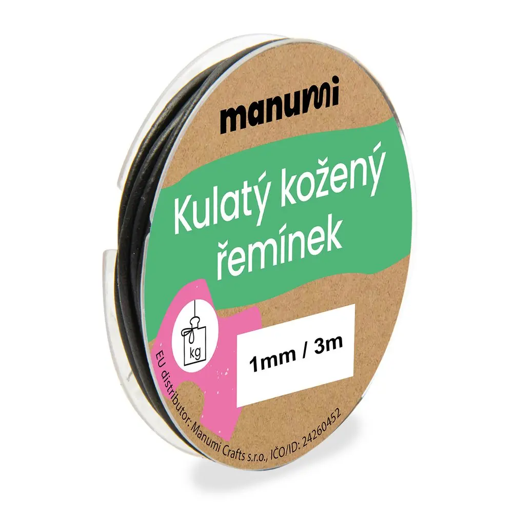 Manumi Kulatý kožený řemínek 1,5 mm/2m černý č. 30 - 5 ks