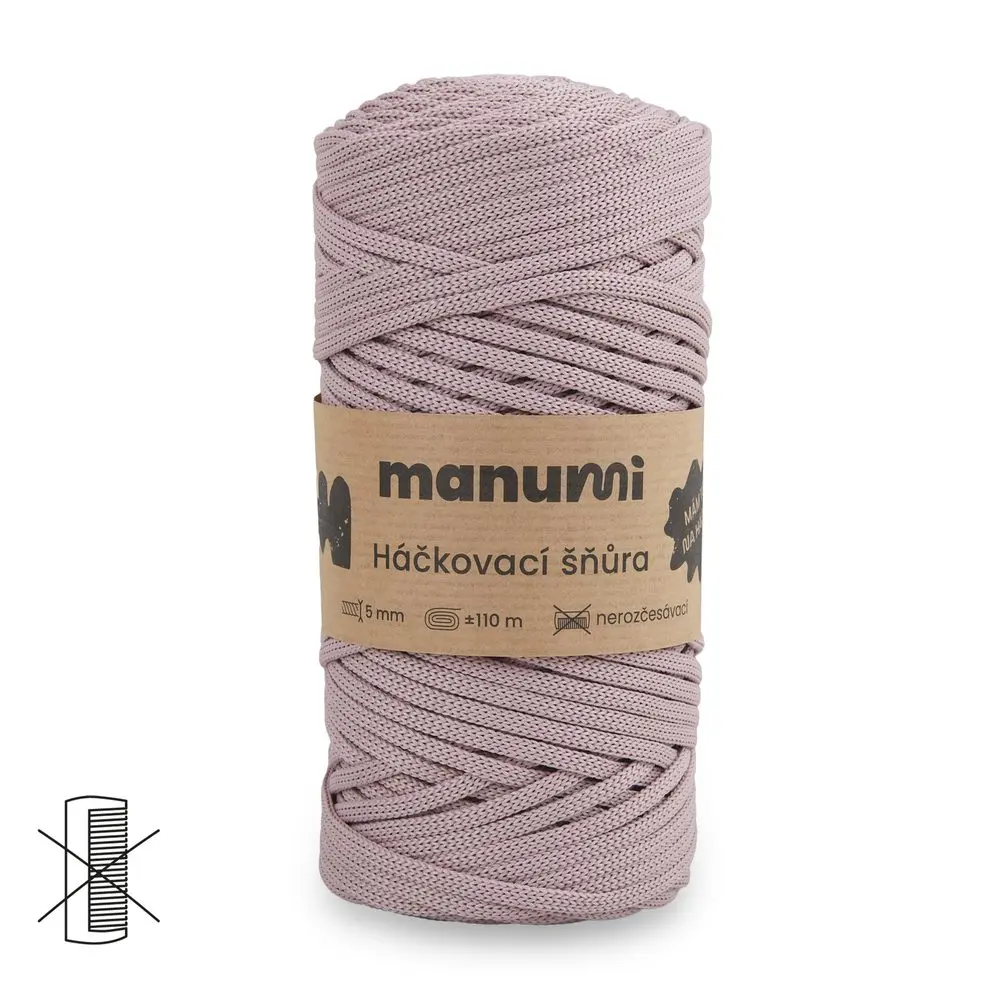 Manumi háčkovací polyesterová šňůra 5 mm starorůžová -