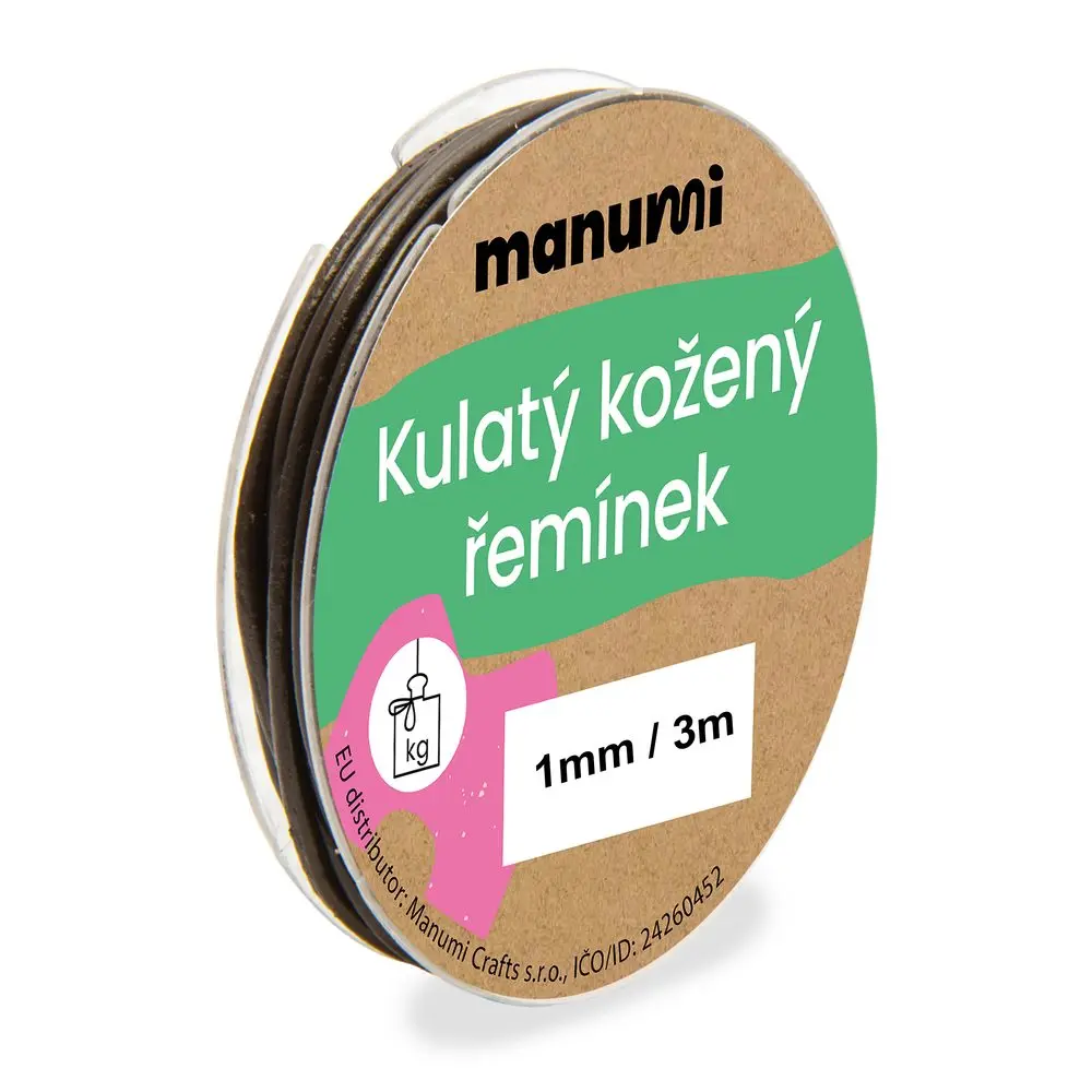 Manumi Kulatý kožený řemínek 1,5 mm/2m hnědý č. 28 - 1 ks