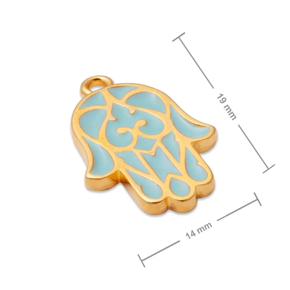 Manumi přívěsek tyrkysová hamsa 19x14 mm pozlacený - 1 ks