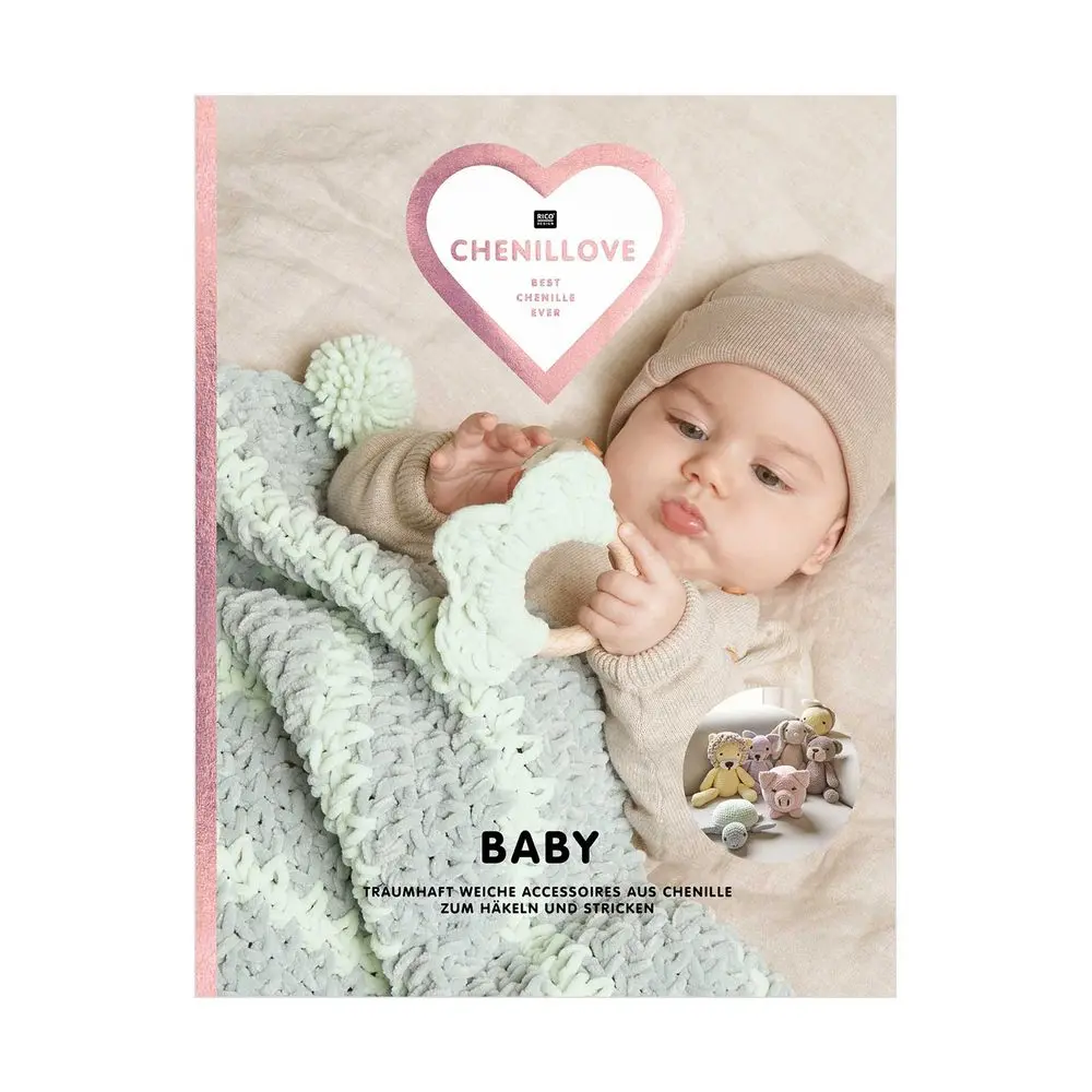 Rico Design Kniha návodů na háčkování a pletení Baby Chenillove německá verze - 1 ks