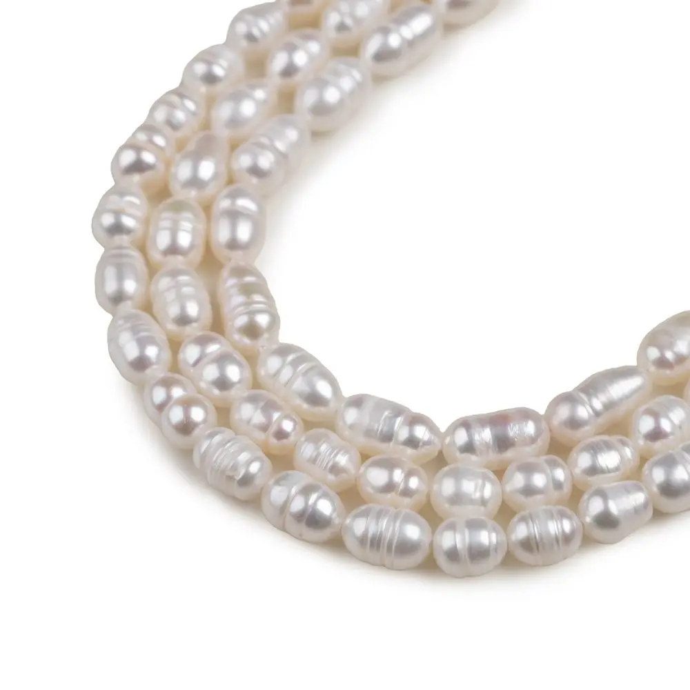 Korálky z pravých říčních perliček ve tvaru rýže 5–6 mm - 18 cm