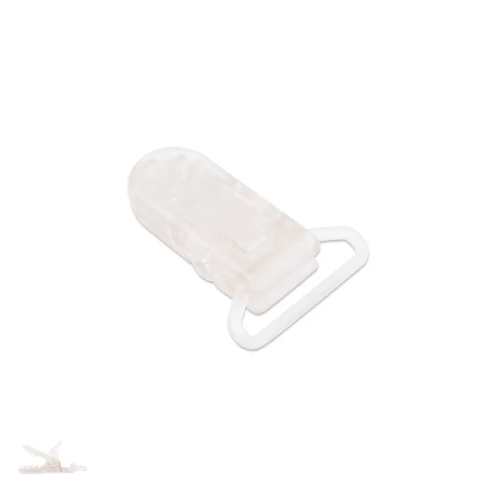 Plastový klip na dudlík 37x16x9 mm Crystal - 1 ks