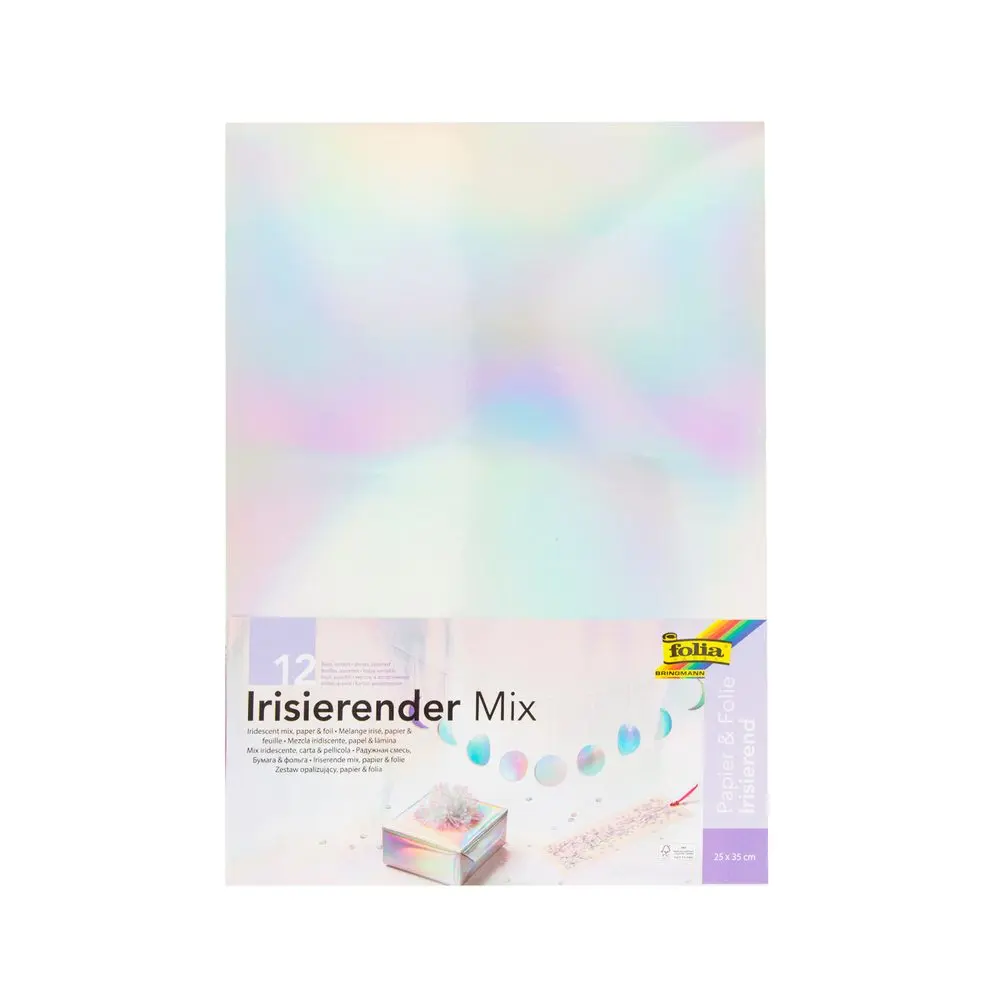 Mix holografických papírů a folií 12 listů 25x35cm -