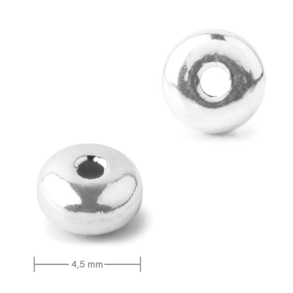 Kovový korálek donut 4,5 mm v barvě stříbra -