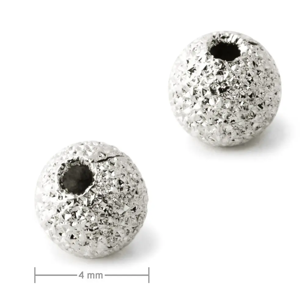 Kovový korálek stardust 4 mm v barvě platiny - 8 ks