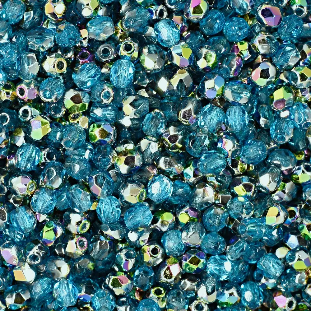 Manumi české broušené korálky 3 mm Dark Aquamarine Vitral - 60 ks