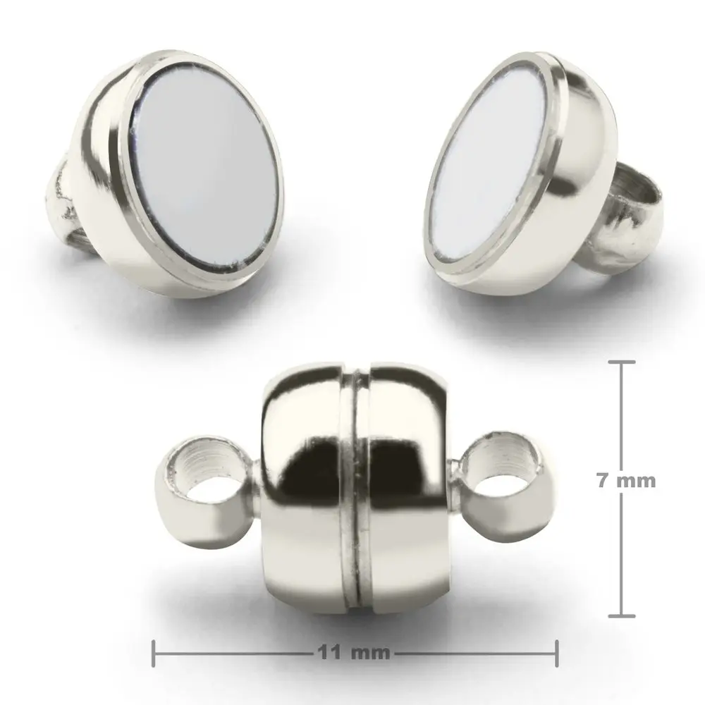 Magnetické zapínání soudek 11x7 mm v barvě stříbra - 30 ks