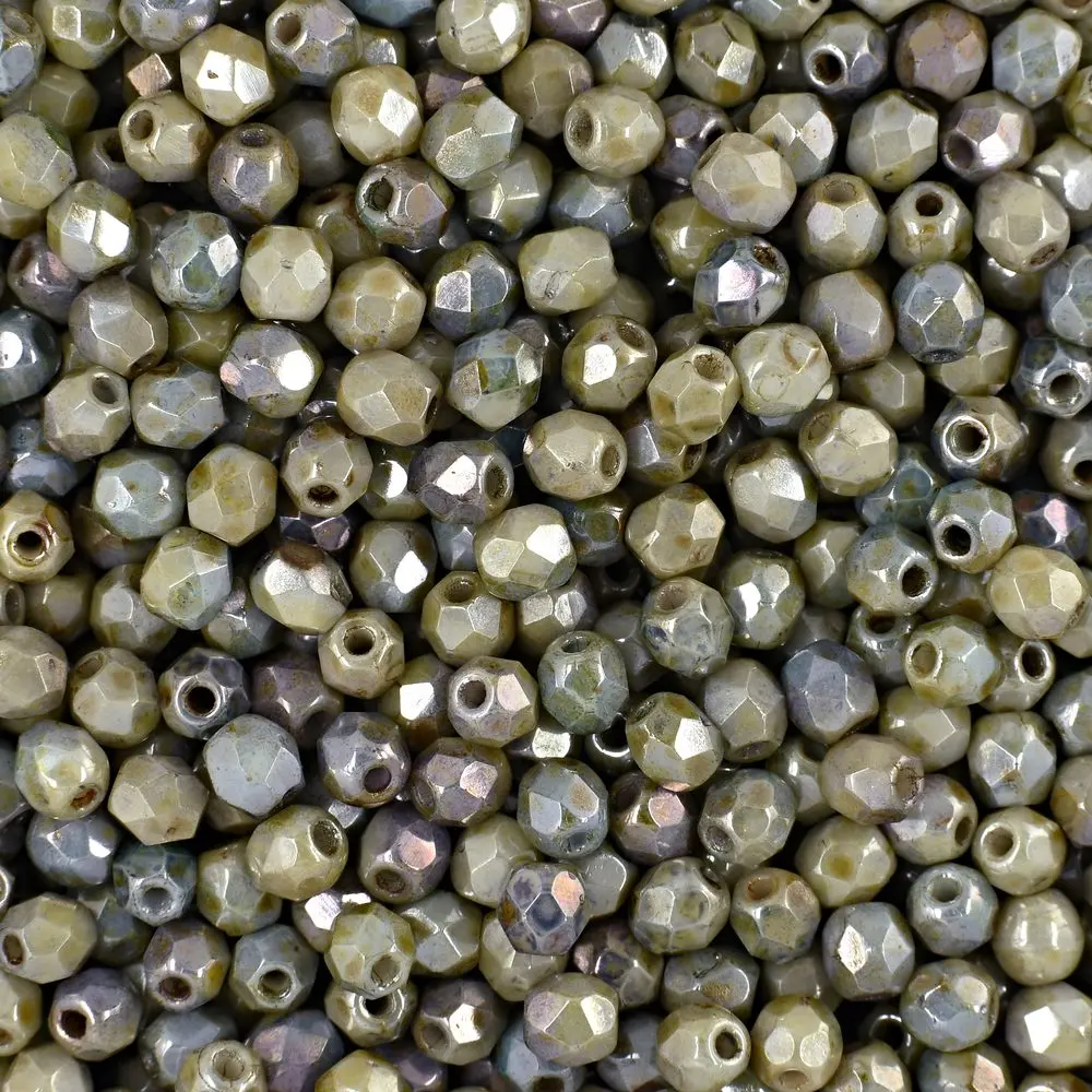 Manumi české broušené korálky 3 mm Luster Opaque Green - 300 ks