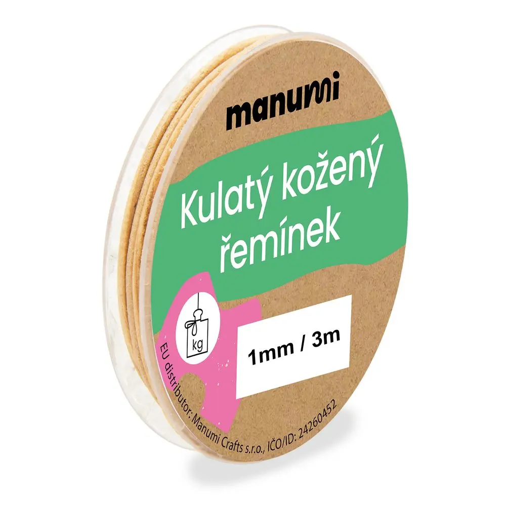 Manumi Kulatý kožený řemínek 1,5 mm/2m přírodní č. 25 - 1 ks