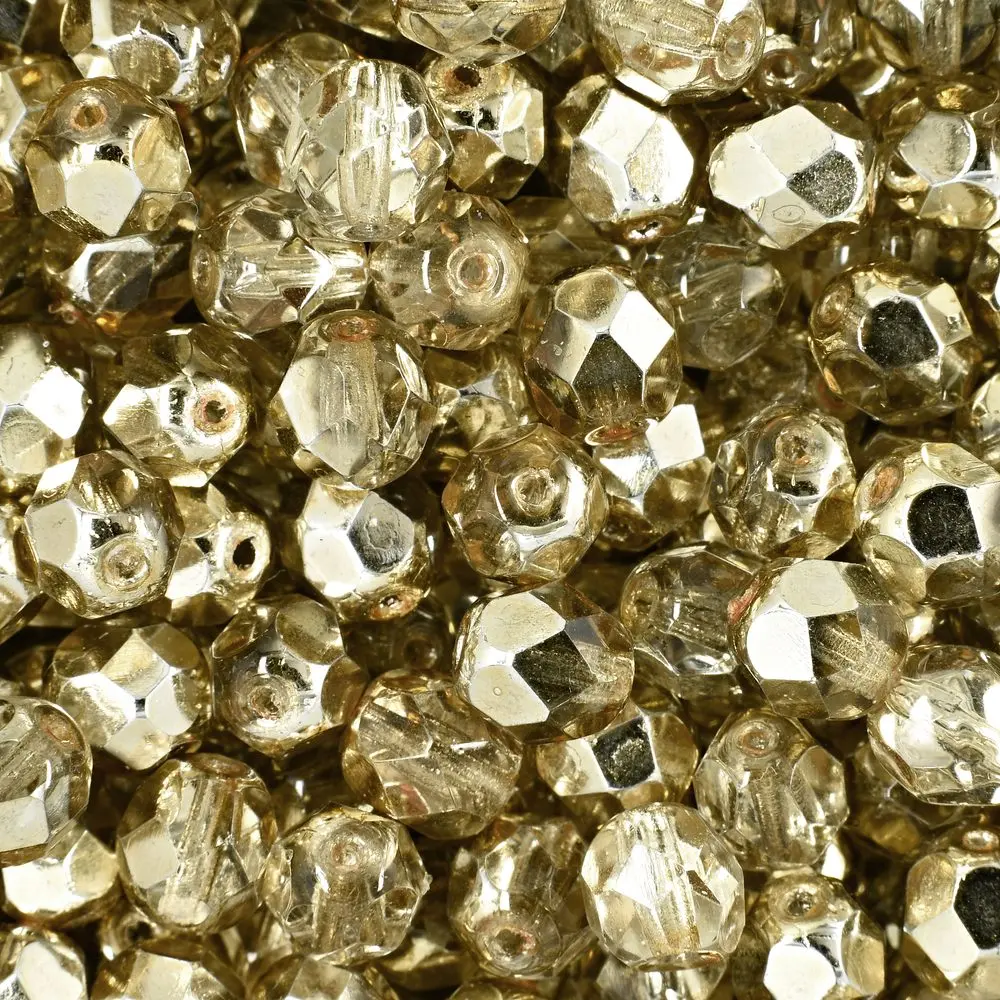 Manumi české broušené korálky 6 mm Coated Crystal Gold Topaz - 150 ks