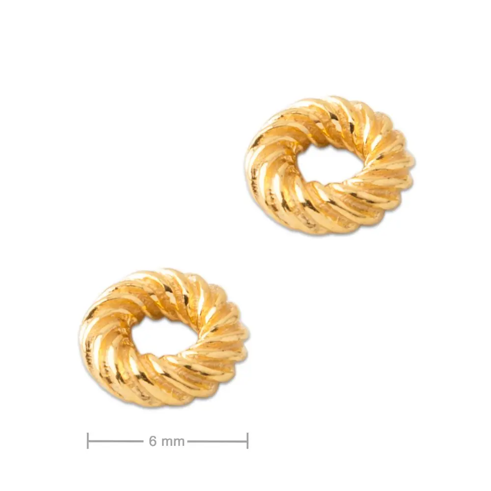 Stříbrný distanční kroužek 6 x 3 mm pozlacený 24K zlatem - 1 ks