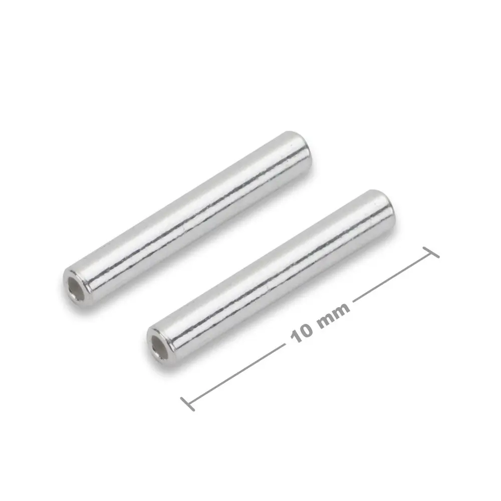 Stříbrná rovná distanční trubička 10 x 1,5 mm -