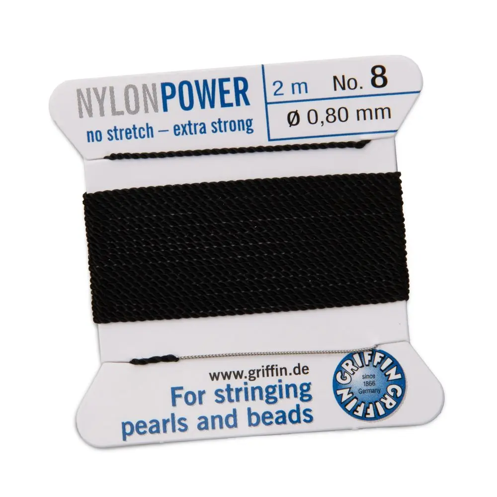 Griffin nylonová nit Nylon power s jehlou 0,8 mm/2 m černá - 1 ks