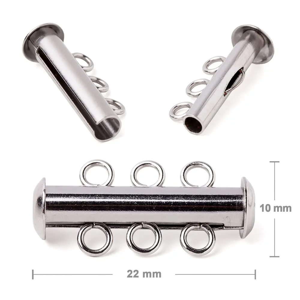 Bižuterní zapínání třířadé z chirurgické oceli 316L 22x10 mm - 1 ks