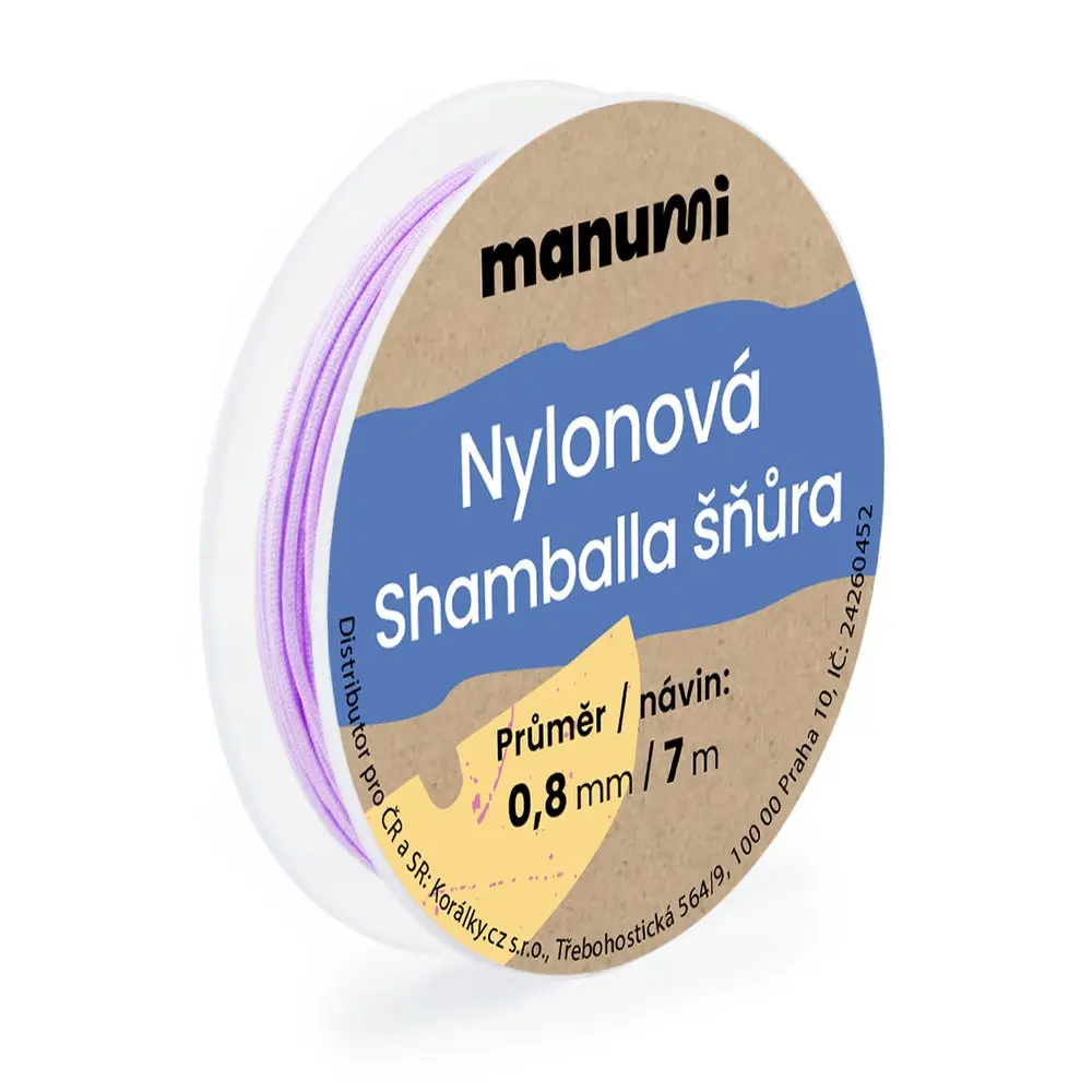 Manumi Nylonová šňůrka na Shamballa náramky 0,8 mm/7m světle fialová č. 36 - 1 ks