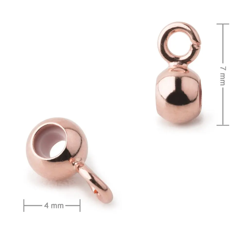 Kovový korálek se silikonem a ověsem 4 mm v barvě rose gold -