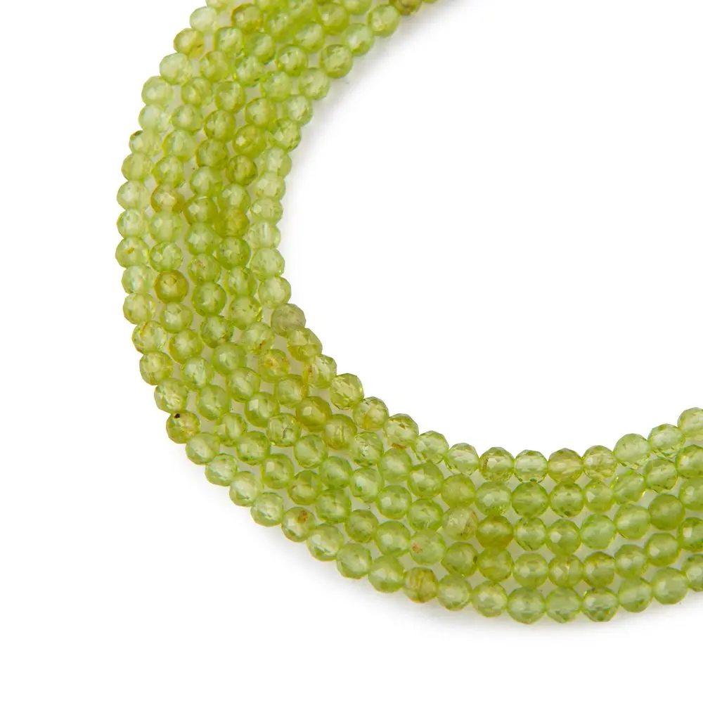 Korálky z minerálu Olivín AAA 3 mm broušené - 54 cm