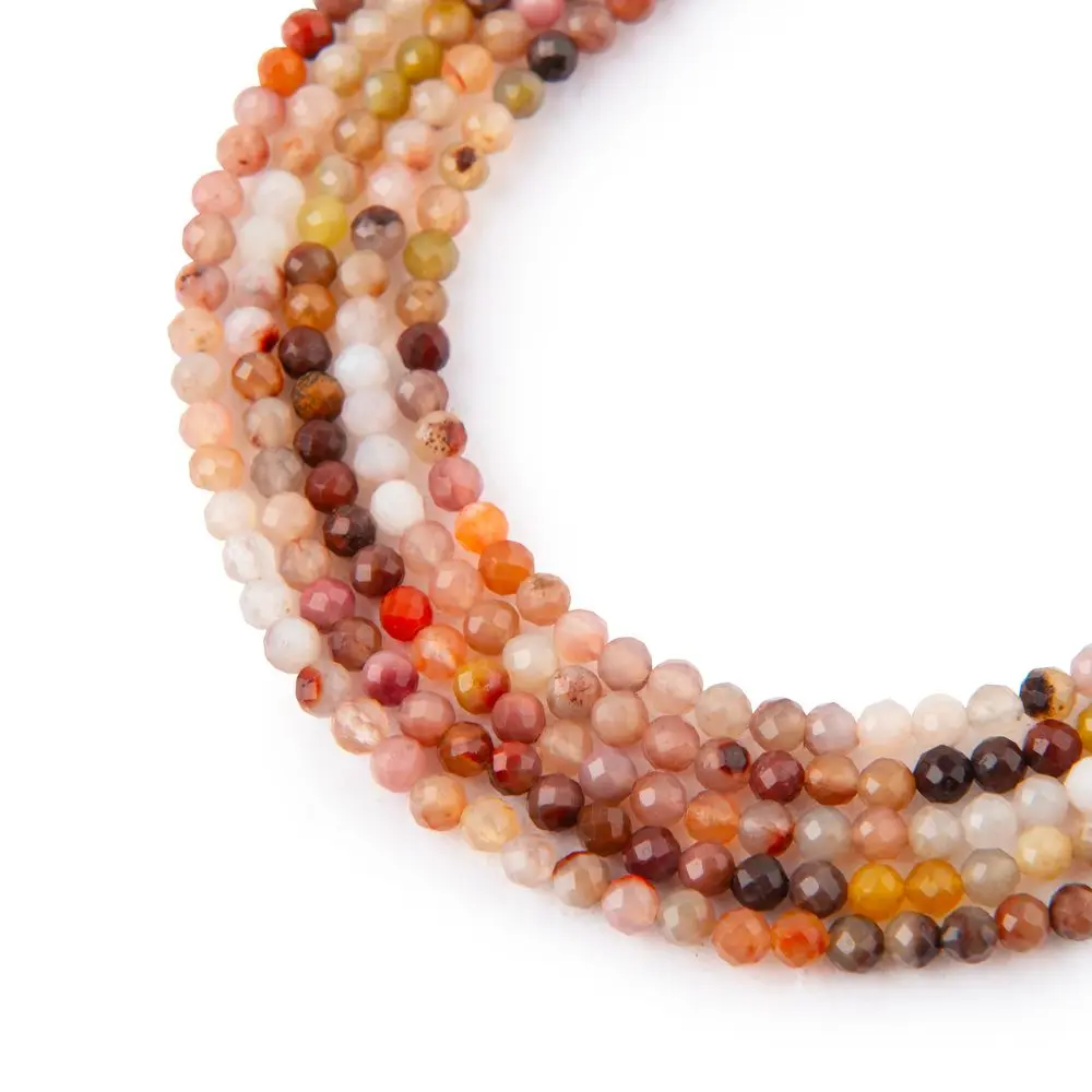 Korálky z minerálu Achát duhový gradient 3 mm broušené - 18 cm