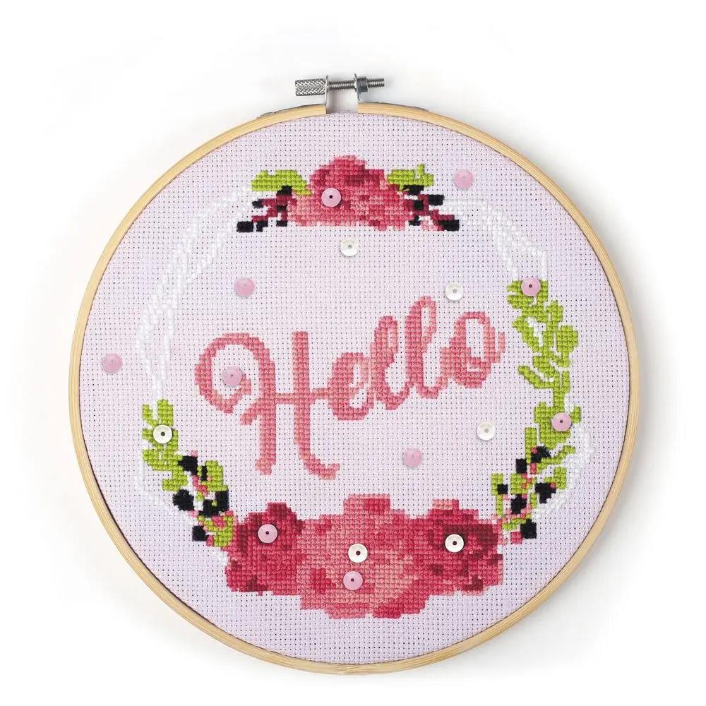 Graine Creative Sada na vyšívání dekorace s nápisem Hello -