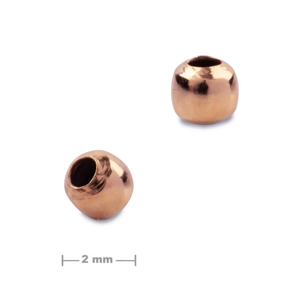 Stříbrný korálek 2 mm pozlacený 18K růžovým zlatem -