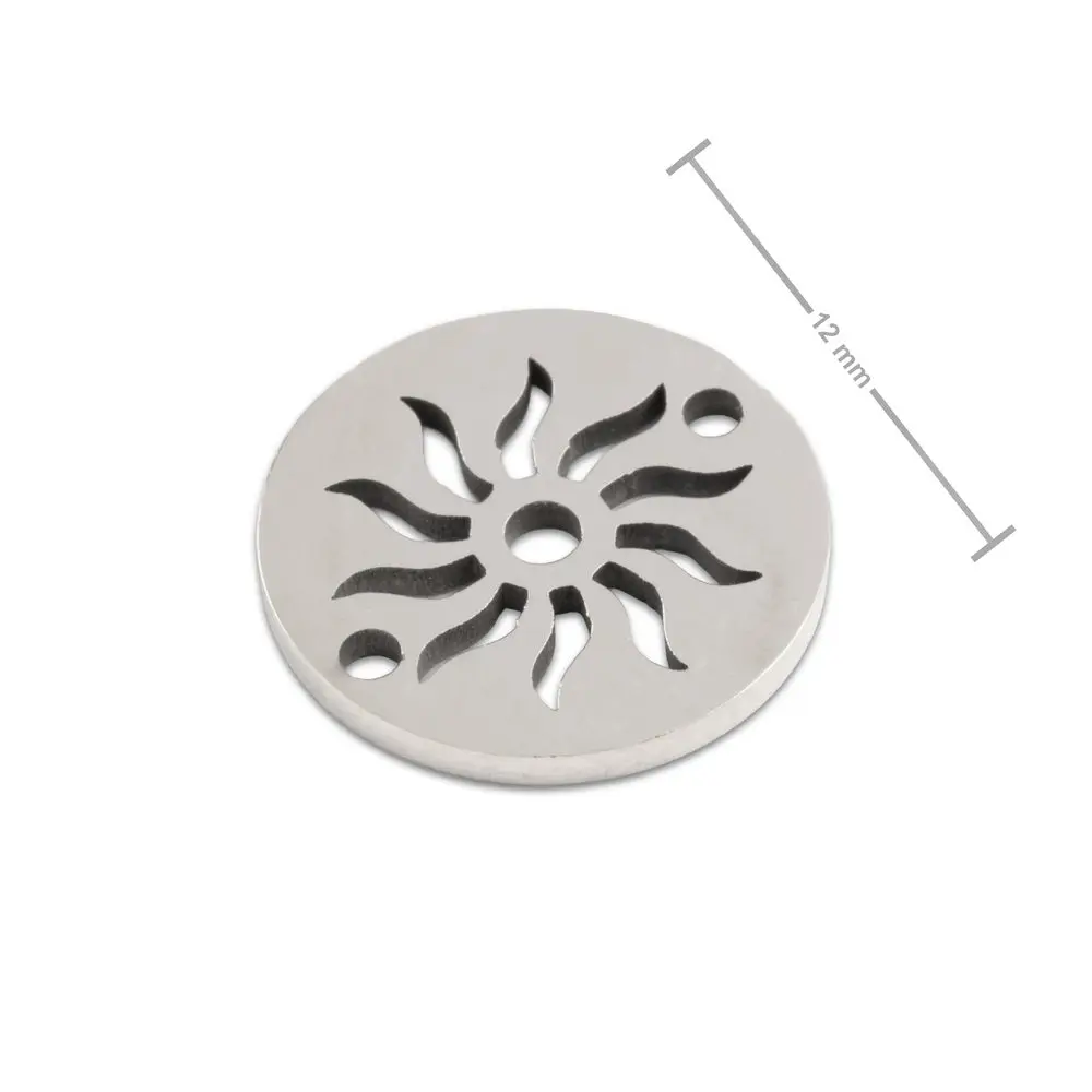 Spojovací díl z chirurgické oceli medailon slunce 12 mm - 1 ks