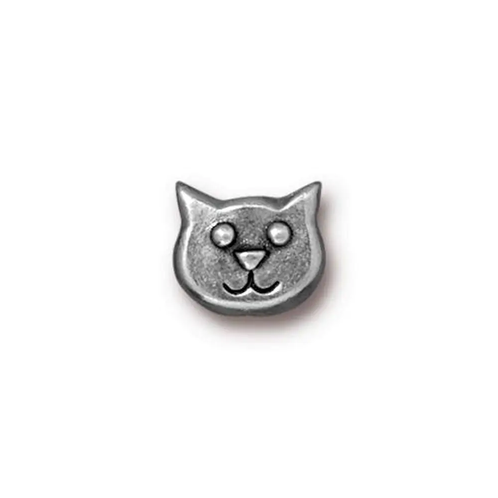 TierraCast korálek Cat Face starostříbrný - 1 ks