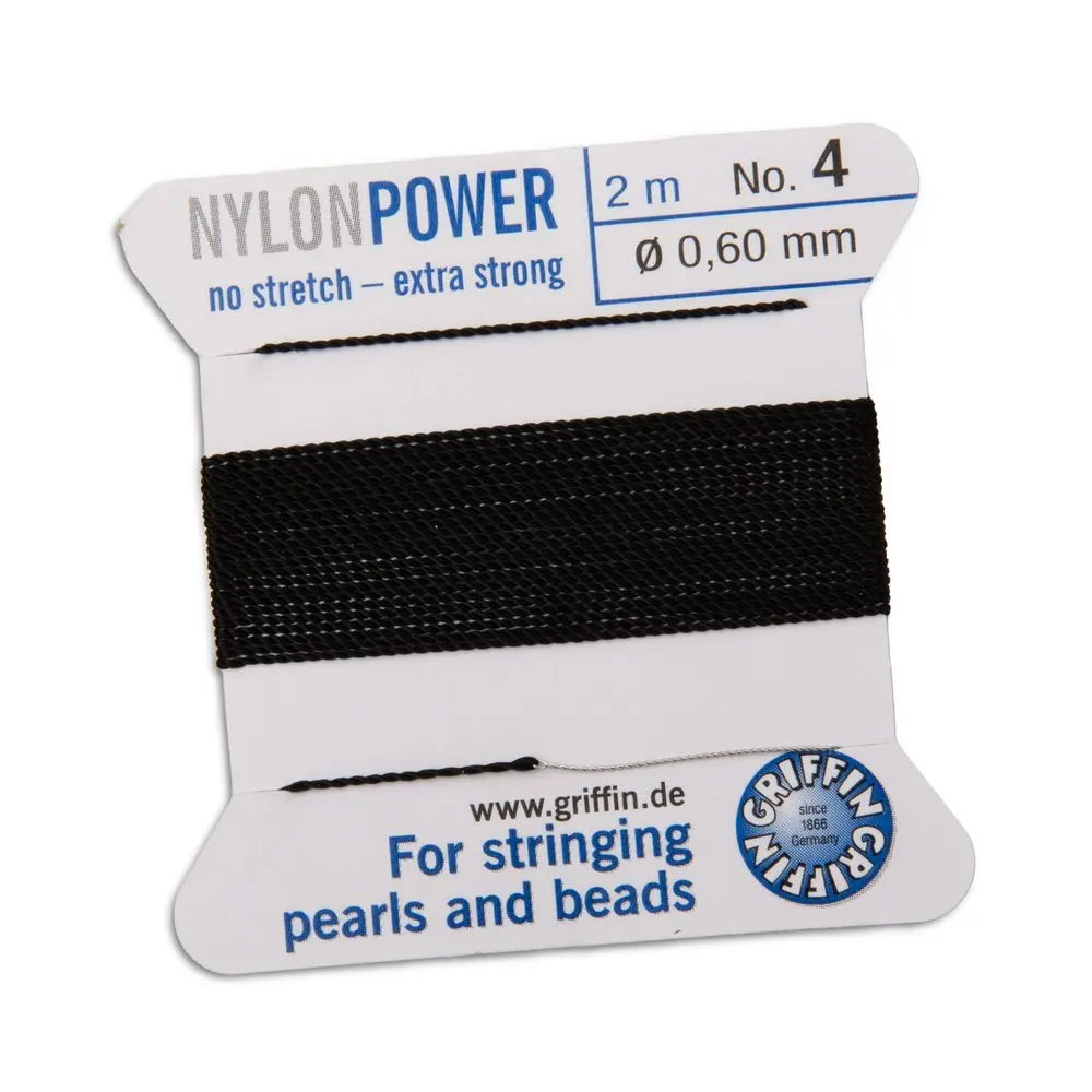 Griffin nylonová nit Nylon power s jehlou 0,6 mm/2 m černá - 1 ks