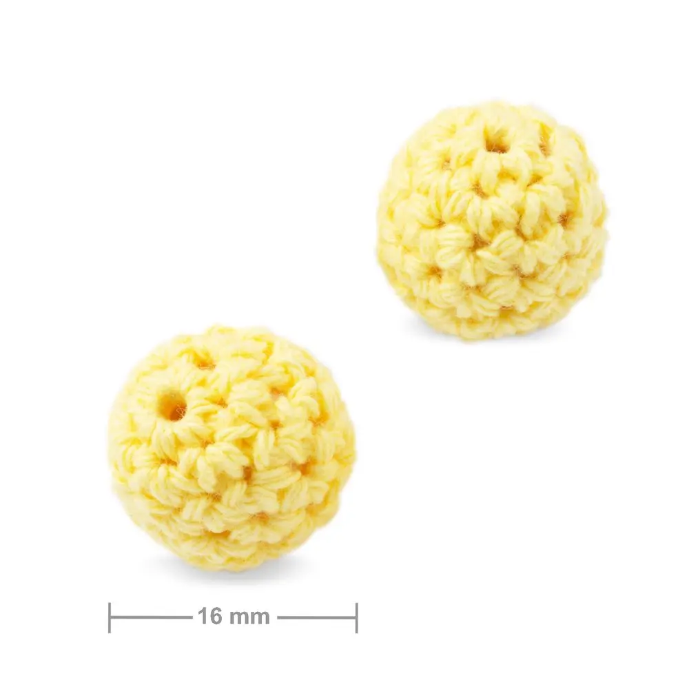 Háčkované korálky kulaté 16 mm Lemon Yellow - 2 ks