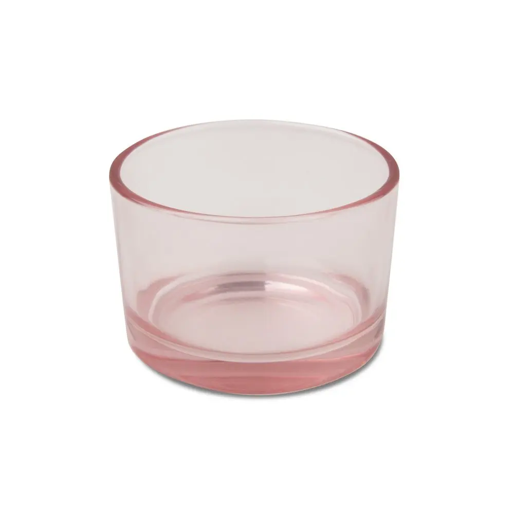 Skleněná nádoba na svíčku 75 x 50 mm průhledná růžová - 3 ks