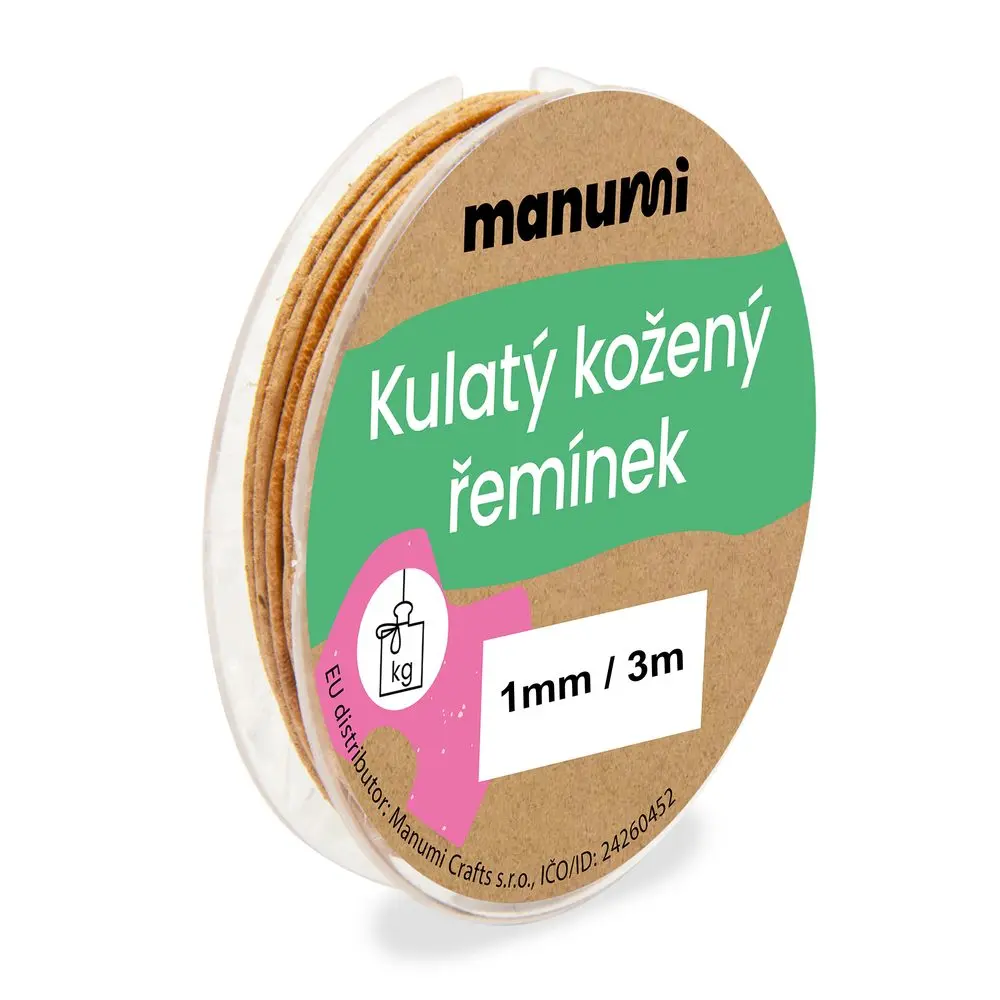 Manumi Kulatý kožený řemínek 1 mm/3m přírodní č. 10 - 1 ks