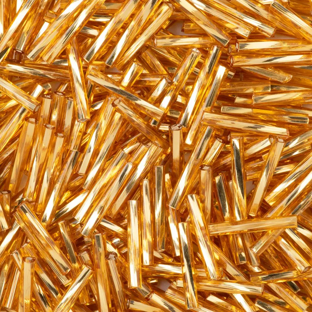PRECIOSA ORNELA Korálky PRECIOSA skleněné trubičky kroucené 15 mm zlaté - 75 g